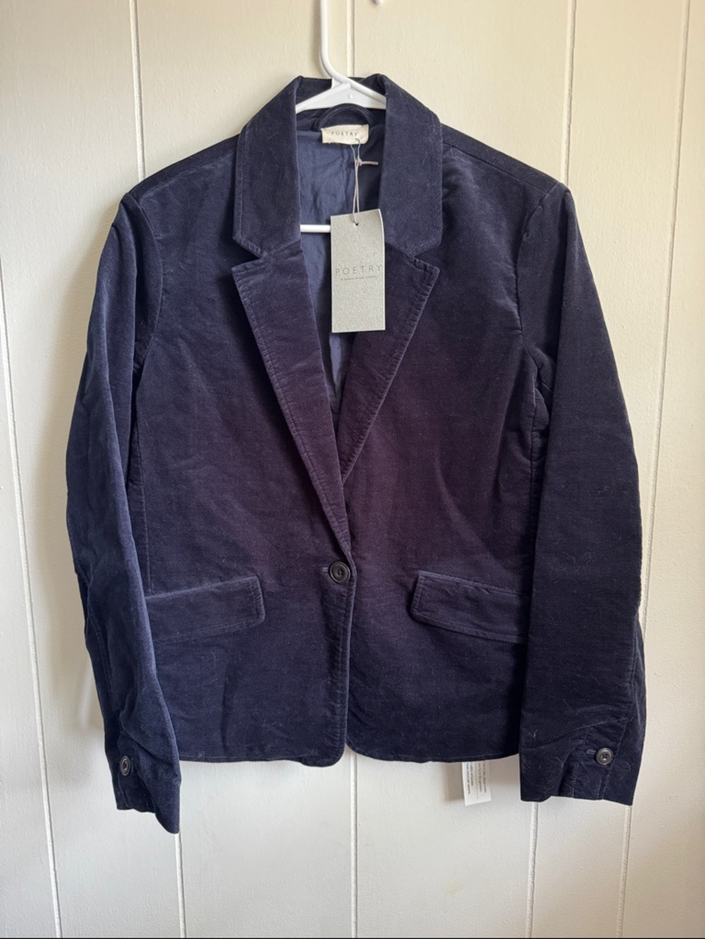 NWT Poetry Blazer Jacket Navy Cotton Velvet Twill Sz 4